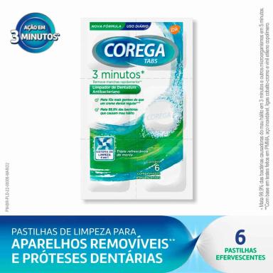 Limpador de Dentadura Corega Tabs com 6 comprimidos efervescentes