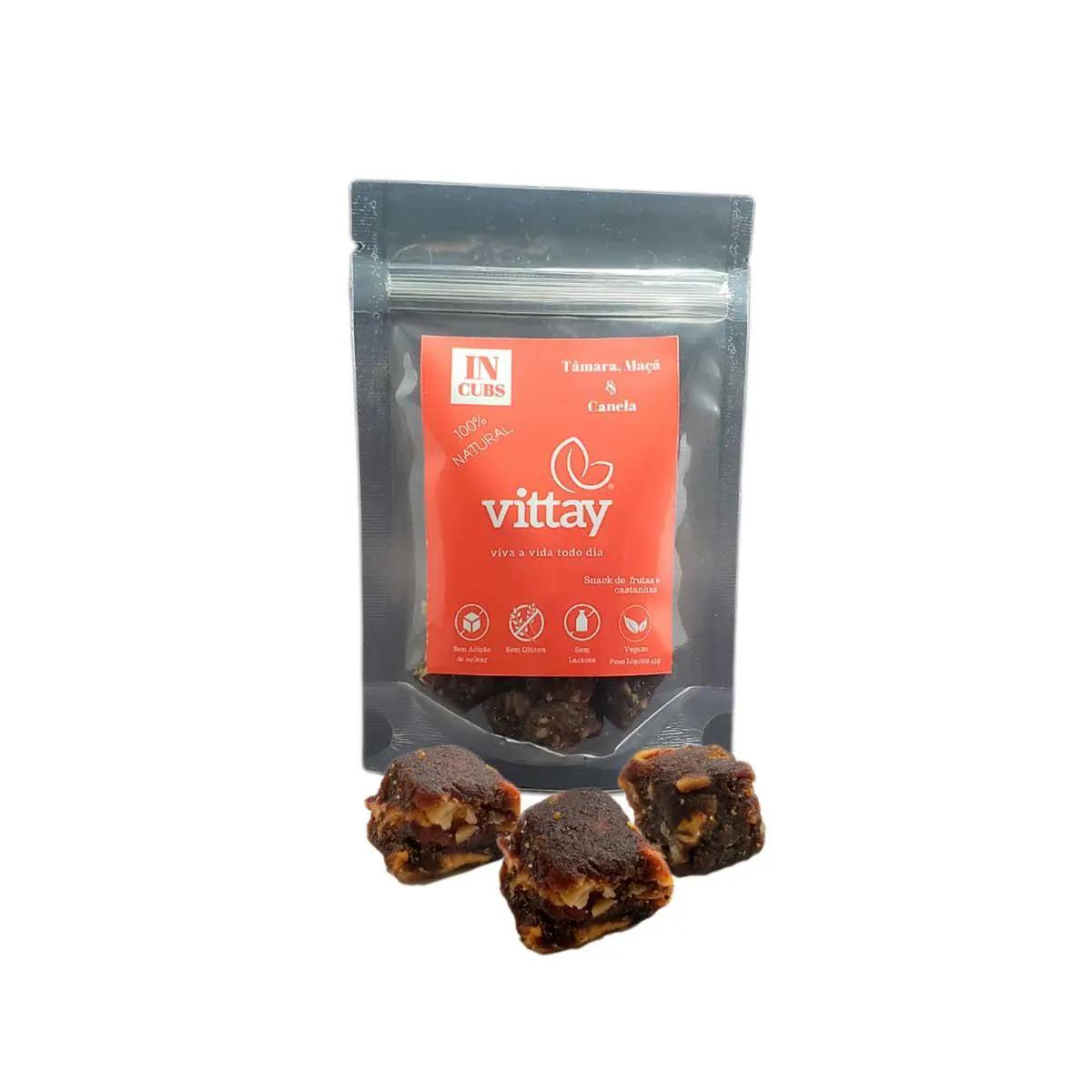 Snack de Frutas Vittay In Cubs Tâmara, Maçã e Canela com 45g
