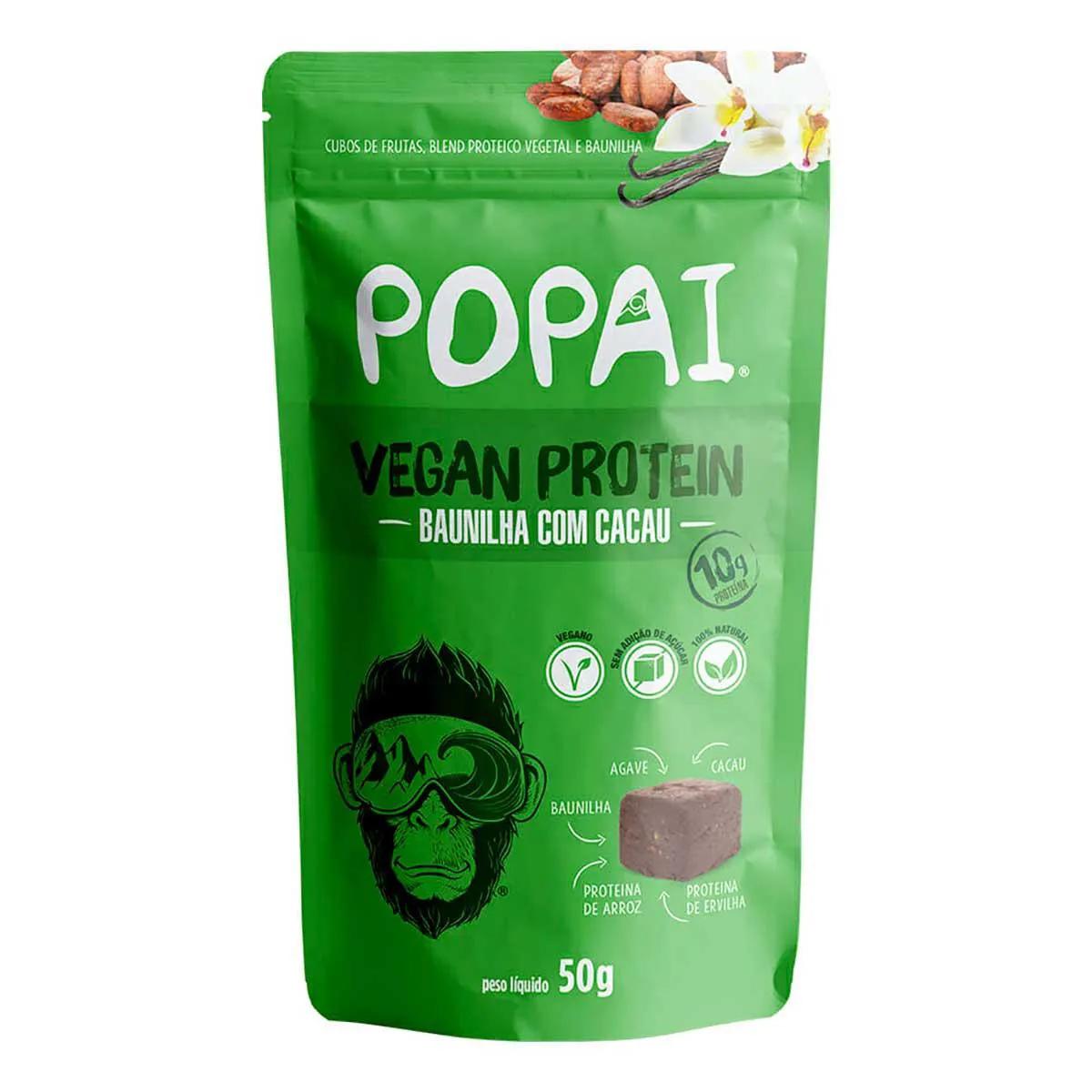 Snack Popai Vegan Protein Baunilha com Cacau com 50g