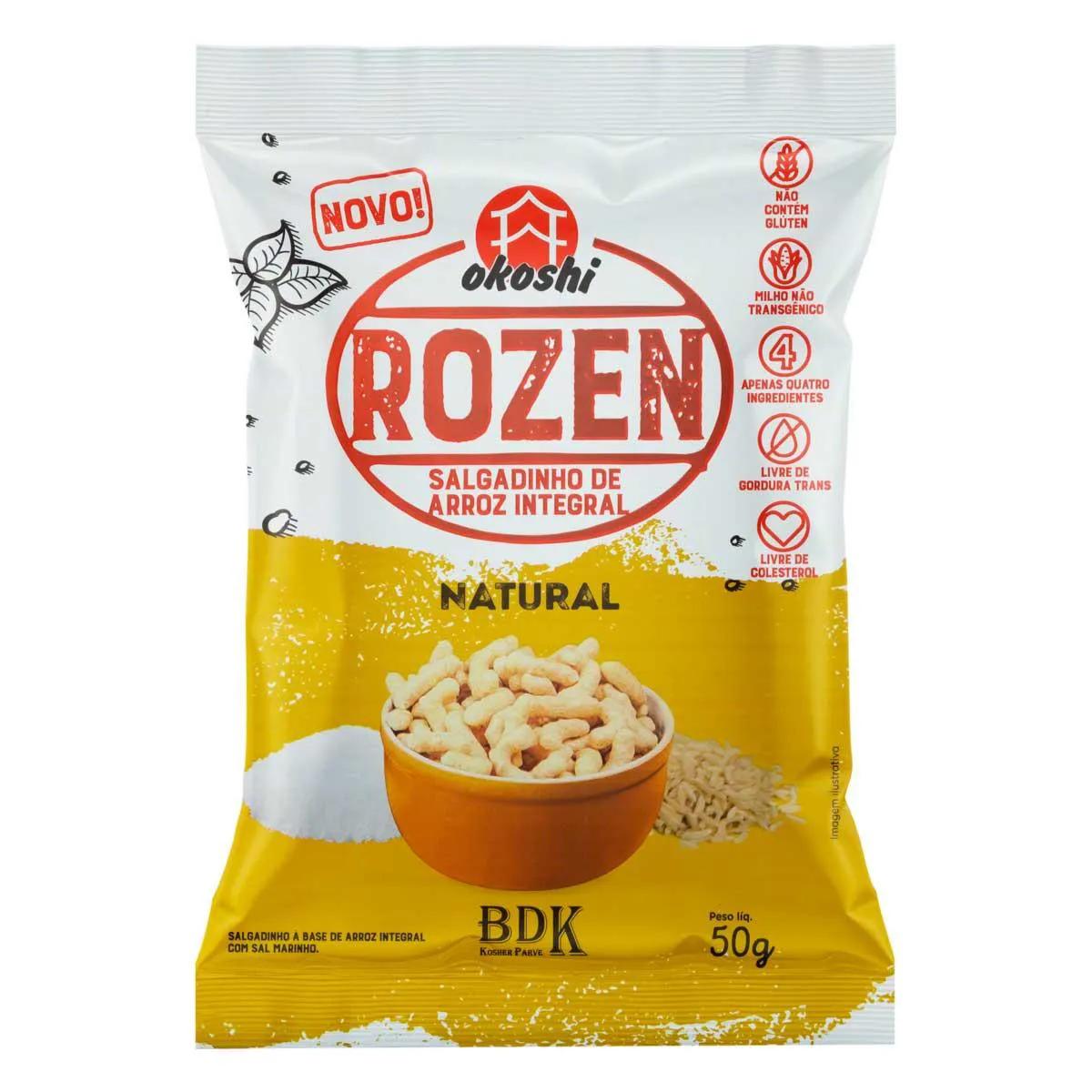 Salgadinho de Arroz Integral Okoshi Rozen Natural 50g