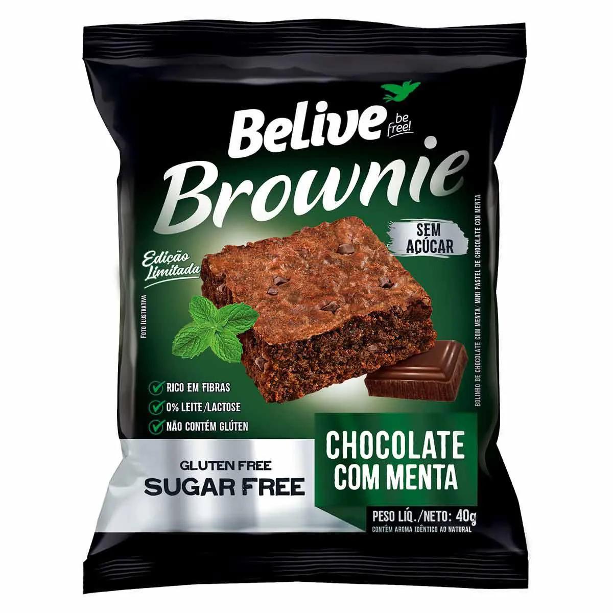 Brownie Belive Chocolate com Menta Sem Açúcar, Glúten e Lactose com 40g