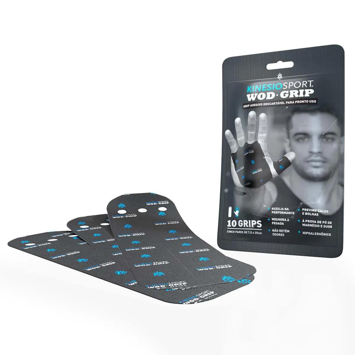 Adesivo Descartável Wod Grip KinesioSport Preta com Logo 5 pares