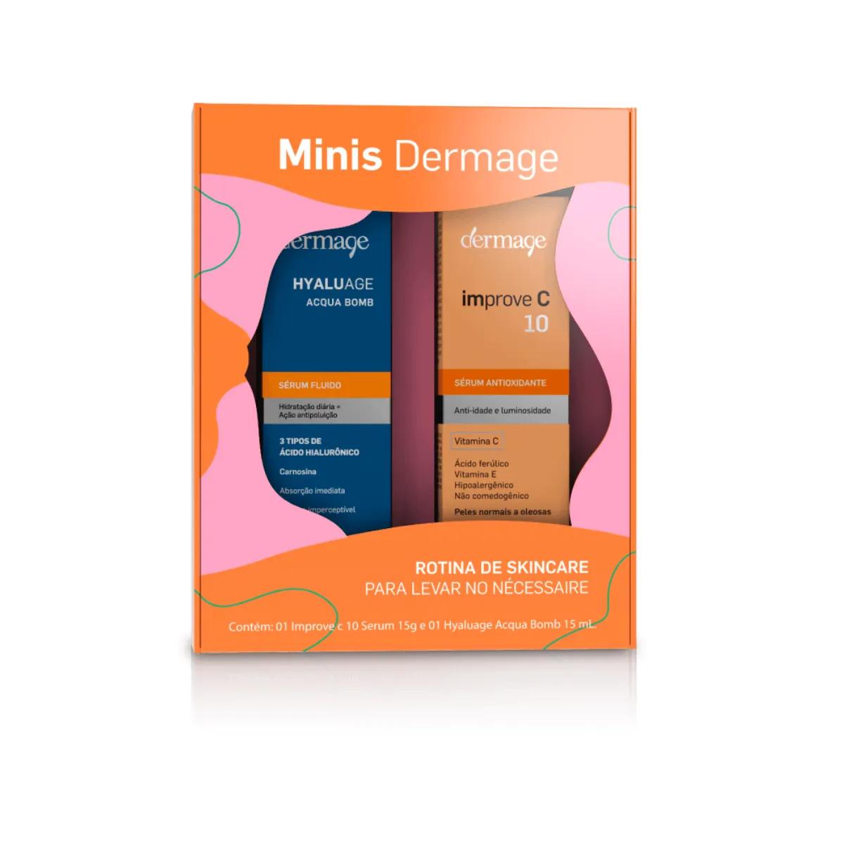 Kit Miniatura Dermage Dupla de Sucesso Improve C 10 com 15ml + Hyaluage Acqua Bomb com 15ml