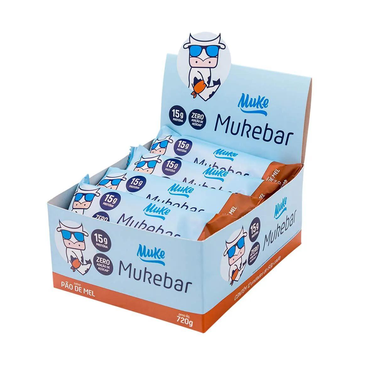 Barra de Proteína Muke Mukebar Pão de Mel 12 Unidades