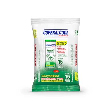 Panos Umedecidos Coperalcool 70°INPM Bacfree Brisa Eucalipto 15 Unidades