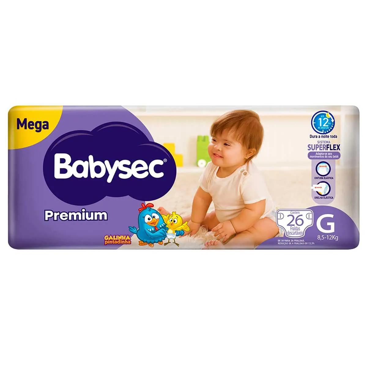 Fralda Babysec Premium Flexi Protect Mega Galinha Pintadinha G - 26 Unidades