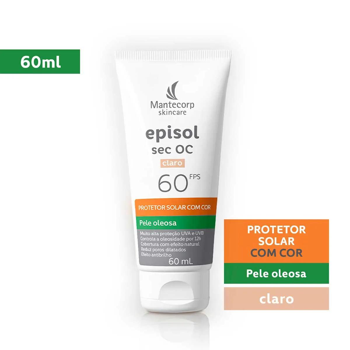 Protetor Solar Facial com Cor Episol Sec OC Claro FPS60 60ml