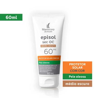 Protetor Solar Facial com Cor Episol Sec OC Médio Escuro FPS60 60ml