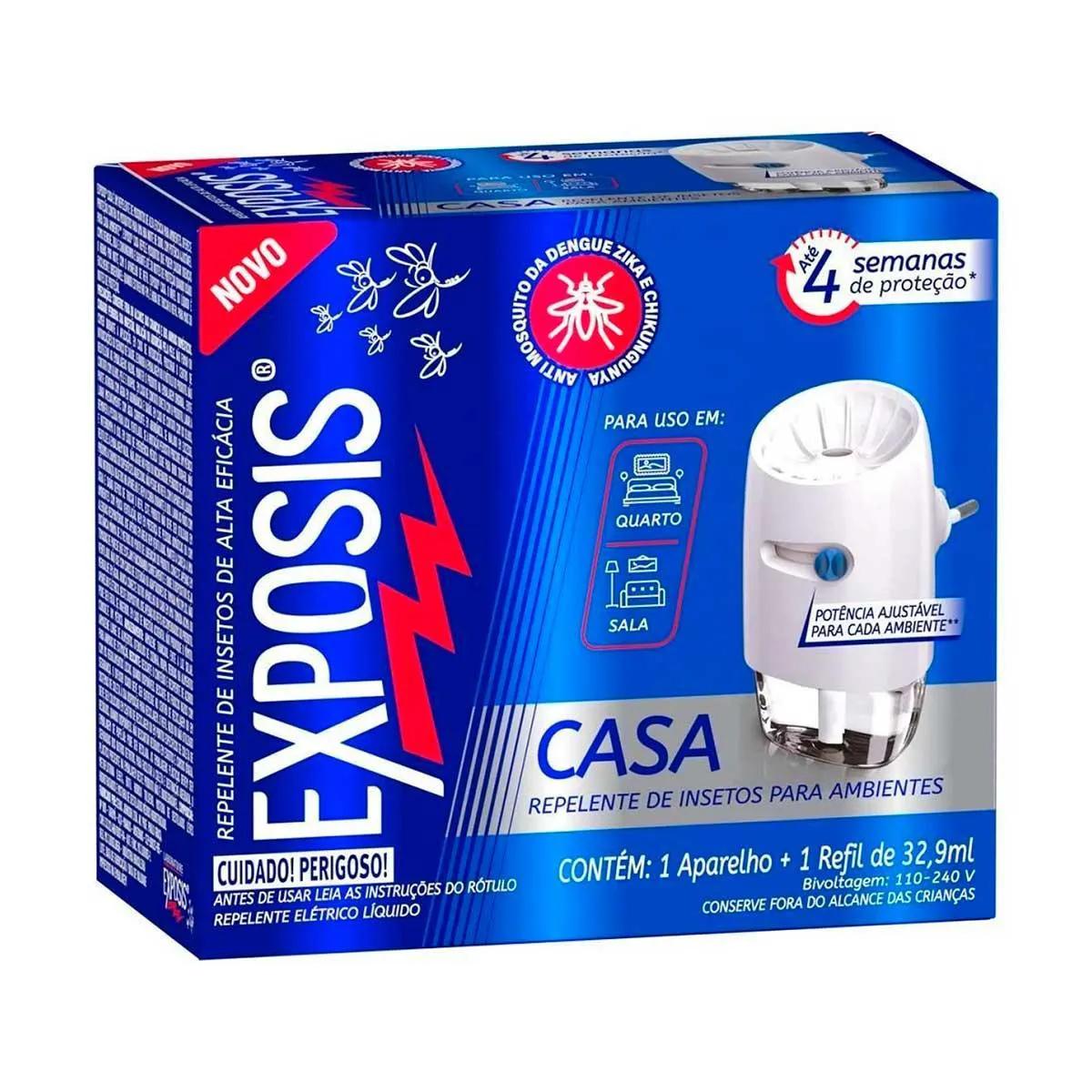 Repelente Elétrico Líquido Exposis Casa Aparelho + Refil 32,9ml