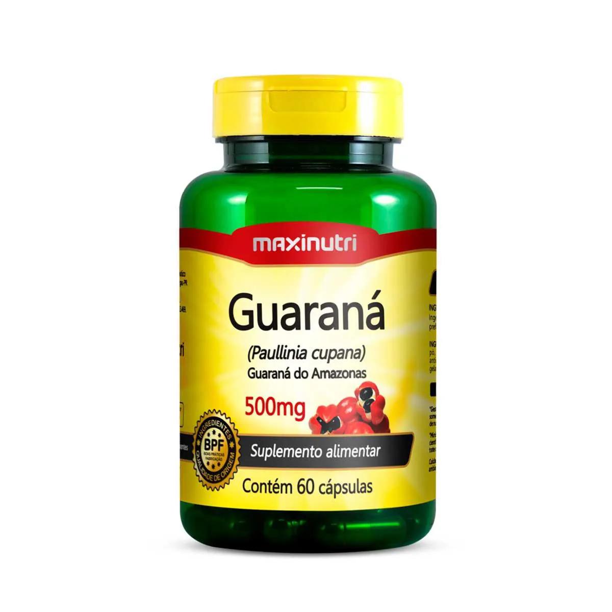 Suplemento Alimentar Guaraná 500mg Maxinutri 60 Cápsulas