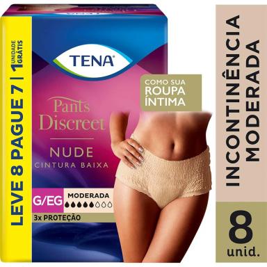 Roupa Íntima Feminina Tena Pants Discreet Nude G/EG 8 unidades