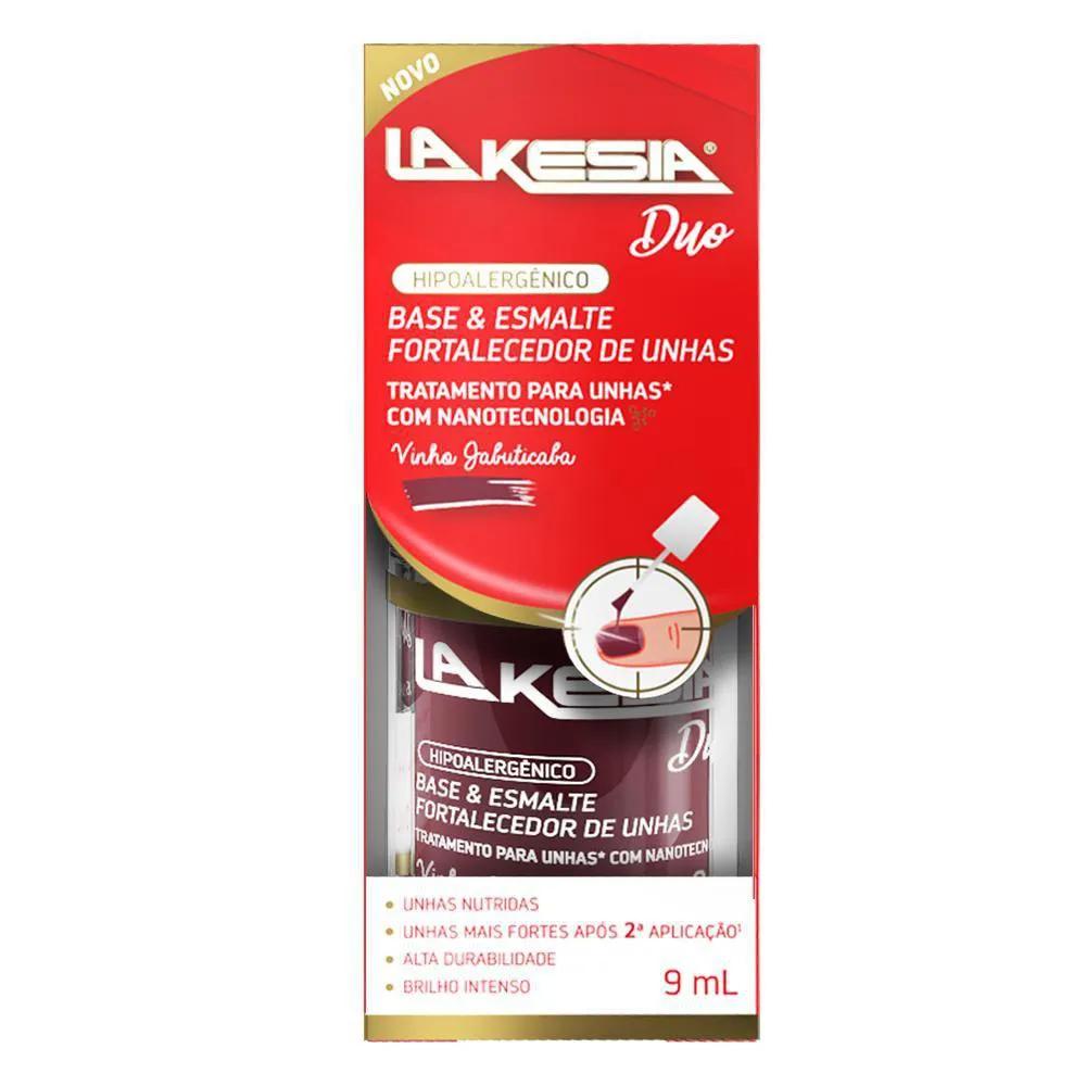Base e Esmalte Fortalecedor de Unhas LaKesia Duo Vinho Jabuticaba 9ml