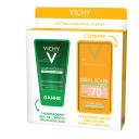 Kit Vichy Protetor Solar Ideal Soleil Purify Clara FPS 70 40g + Gel de Limpeza Profunda Normaderm 40g