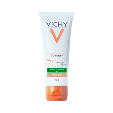 Protetor Solar Facial Vichy Capital Soleil UV-Purify FPS70 Pele Clara 40g