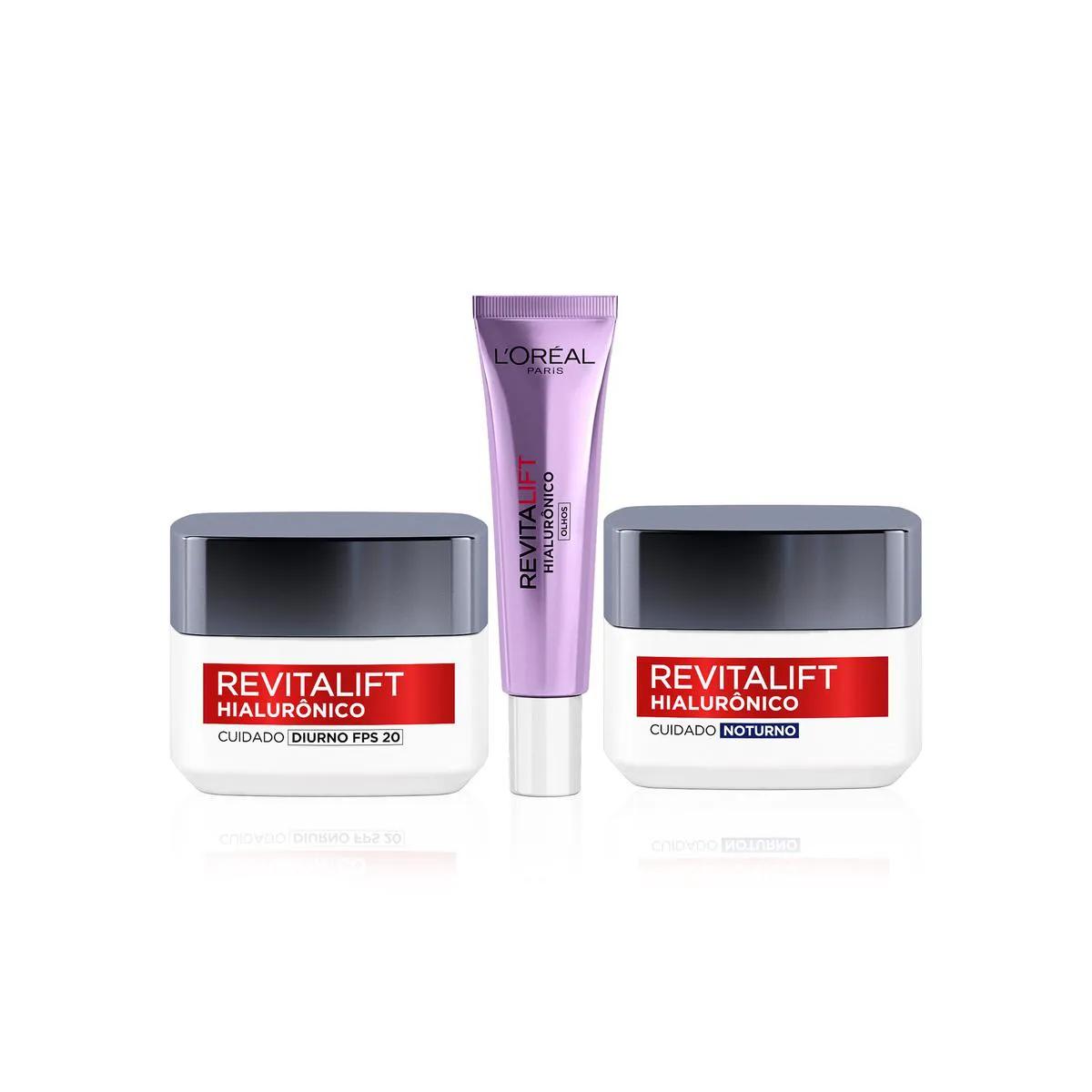 Kit Tratamento Facial L'óreal Paris Revitalift Hialurônico Creme Dia + Noite + Olhos