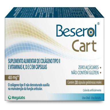 Colágeno Não Hidrolisado Tipo II Beserol Cart - 30 Cápsulas Gel