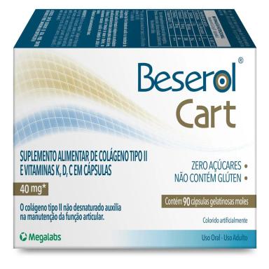 Colágeno Não Hidrolisado Tipo II Beserol Cart - 90 Cápsulas Gel