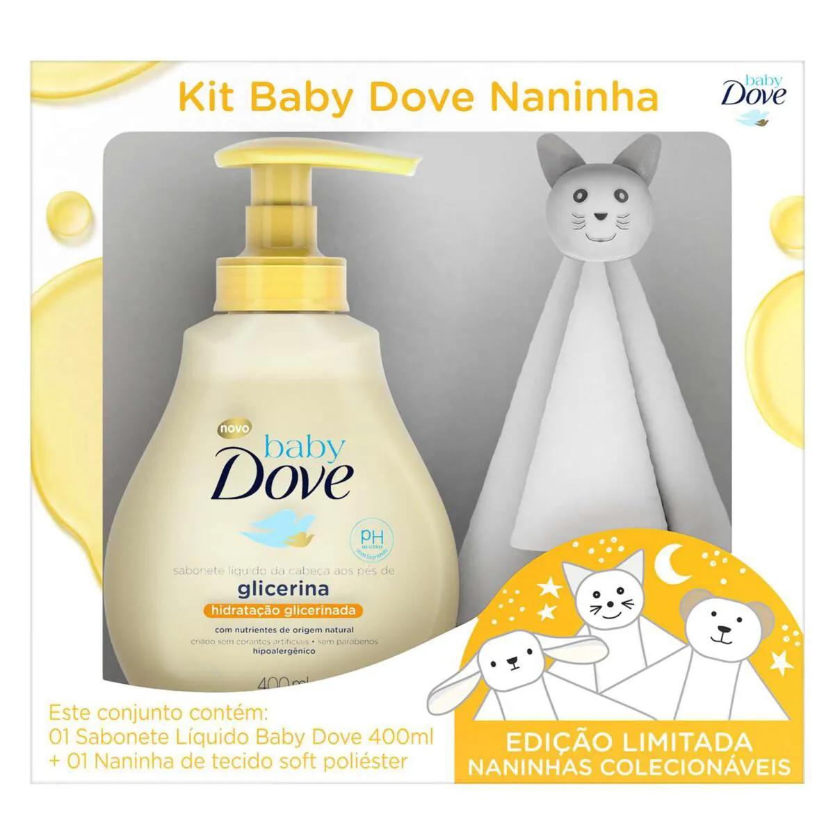 Kit Sabonete Líquido Dove Baby Hidratação Glicerinada 400ml + Naninha Gatinho