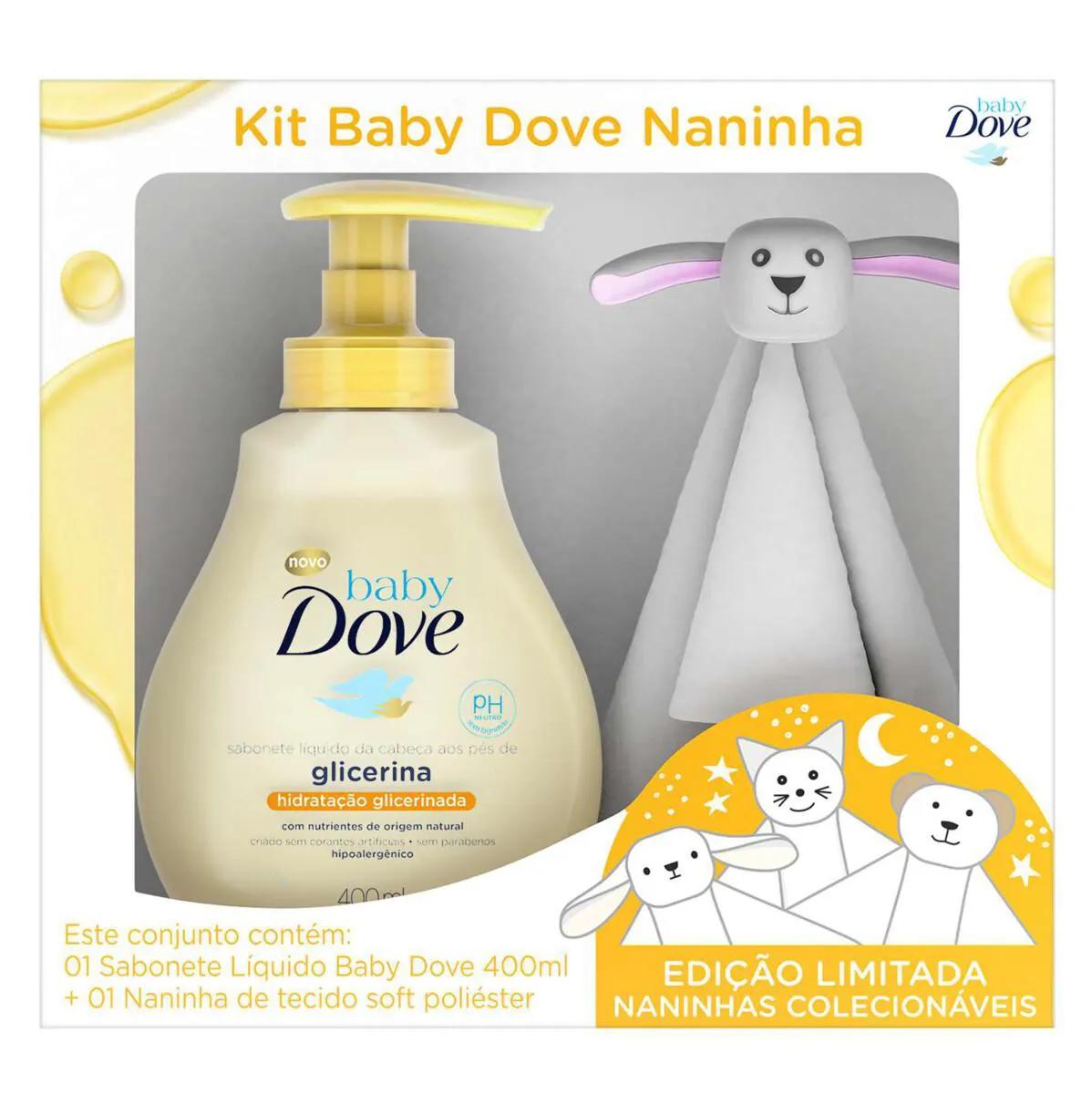 Kit Sabonete Líquido Dove Baby Hidratação Glicerinada 400ml + Naninha Ovelhinha