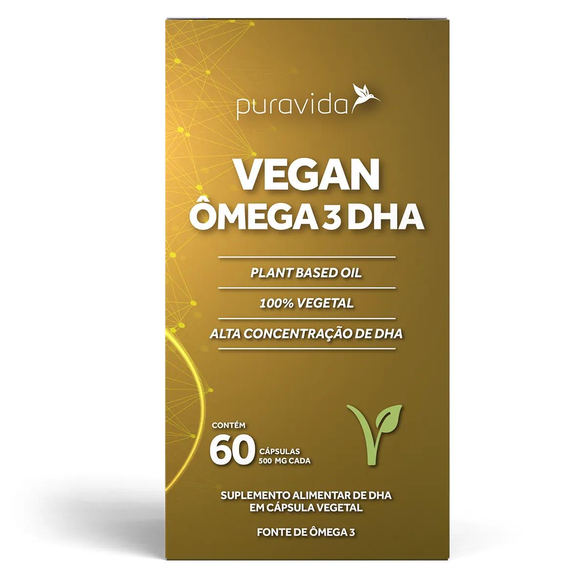 Ômega 3 DHA Vegan 500mg Puravida 60 cápsulas
