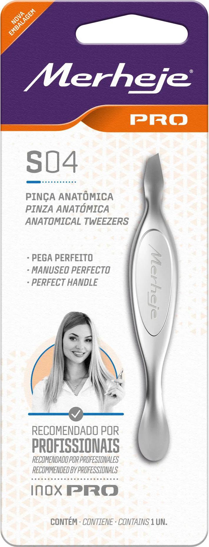 Pinça Depilatória Anatômica Merheje Pro S04 - 1 Unidade