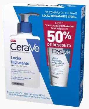 Kit CeraVe Loção Hidratante Corporal 473ml + Creme Reparador para as Mãos 50g
