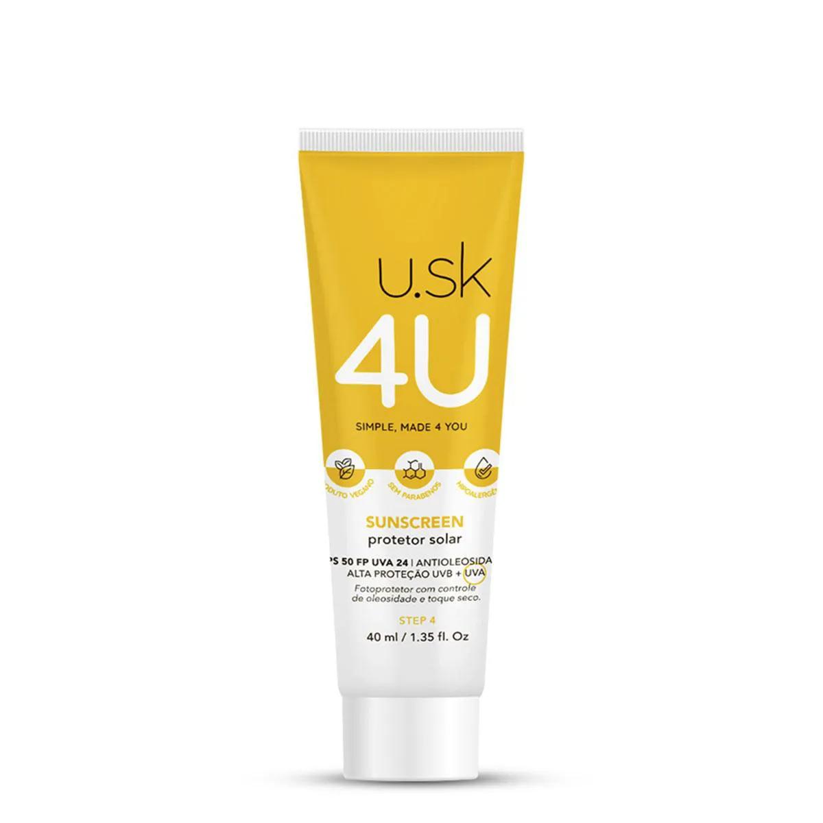 Protetor Solar U.SK 4U Sunscreen FPS 50 40ml