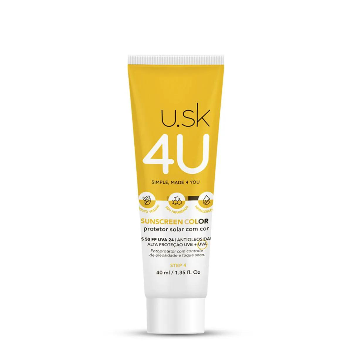 Protetor Solar U.SK 4U Sunscreen Color FPS 50 Cor Universal 40ml