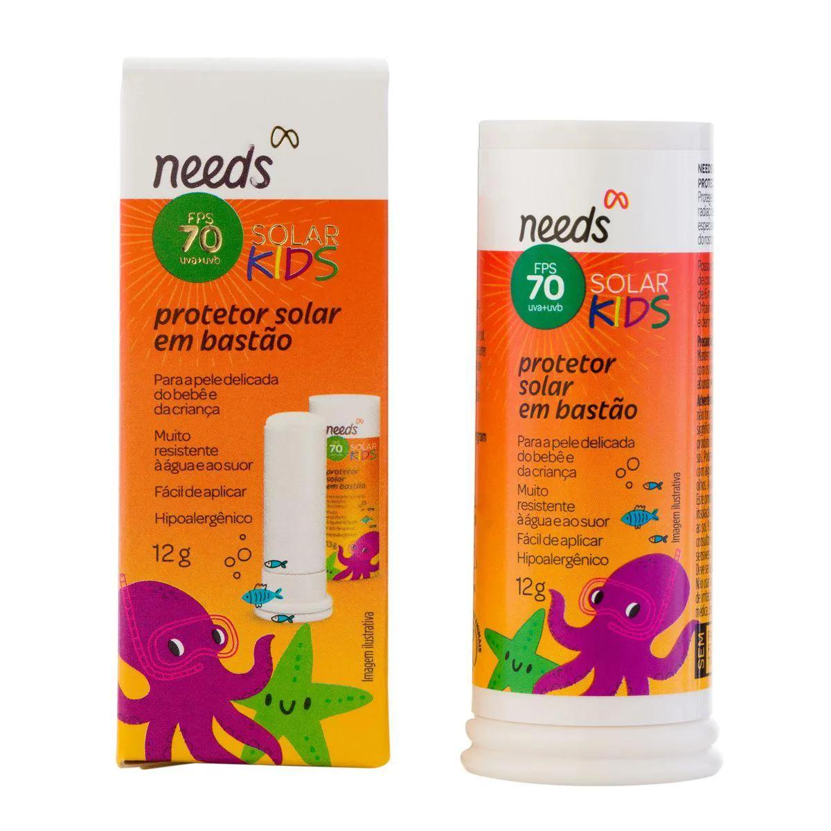 Protetor Solar Infantil Needs Kids FPS 70 Bastão sem Cor 12g