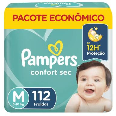 Fralda Pampers Confort Sec M 112 unidades