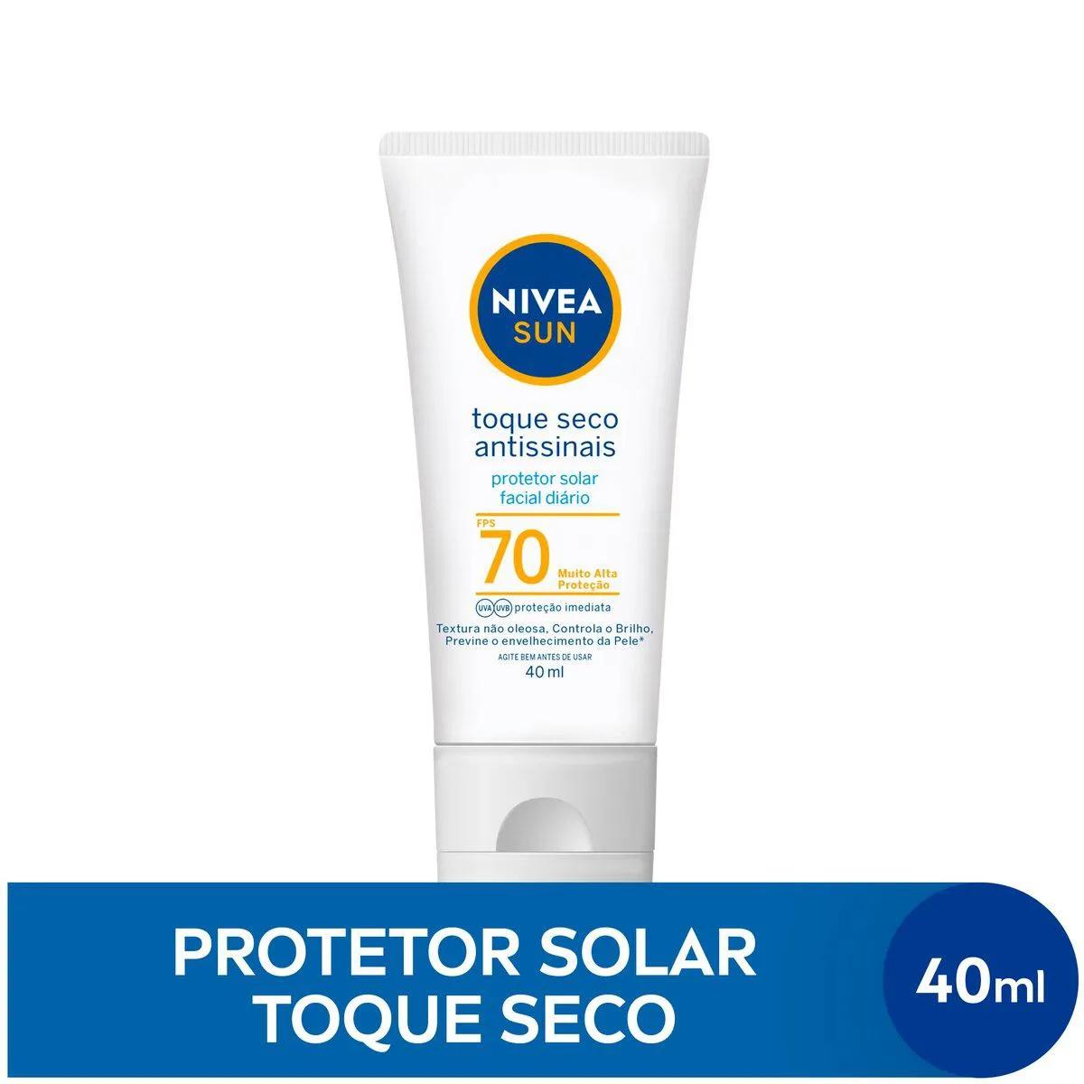 Protetor Solar Facial Nivea Sun Toque Seco Antissinais FPS 70 40ml