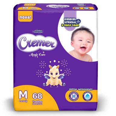 Fralda Cremer Magic Care Tamanho M Hiper Pacote 68 unidades
