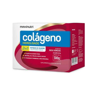Colágeno Hidrolisado Maxinutri 2em1 Frutas Vermelhas 30 sachês de 10g cada