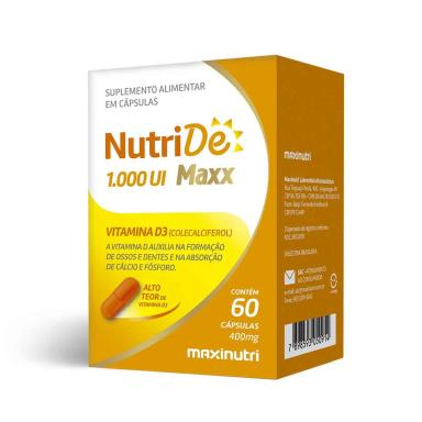 Vitamina D NutriDe Maxx Maxinutri 1.000UI 60 cápsulas