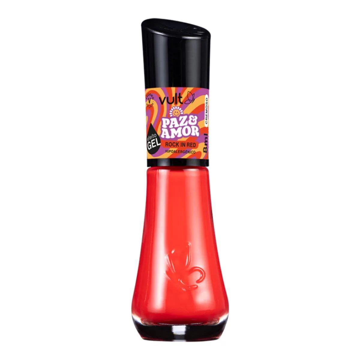Esmalte Cremoso Vult Paz e Amor 5 Free 8ml - Rock in Red