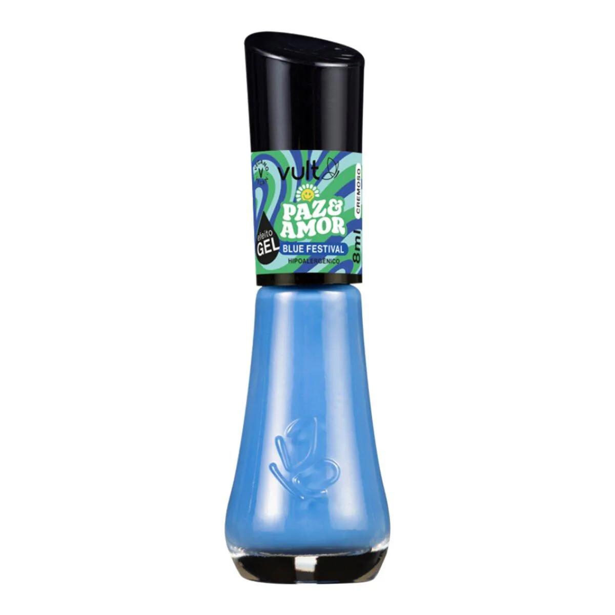Esmalte Cremoso Vult Paz e Amor 5 Free 8ml - Blue Festival