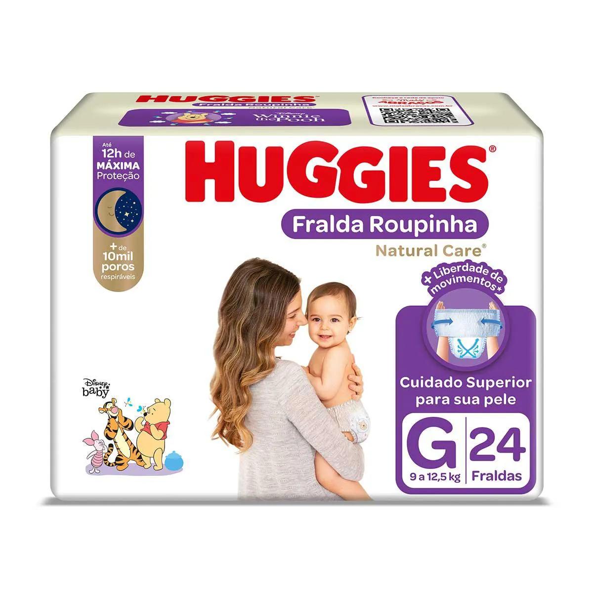 Fralda Huggies Roupinha Natural Care G Mega 24 unidades