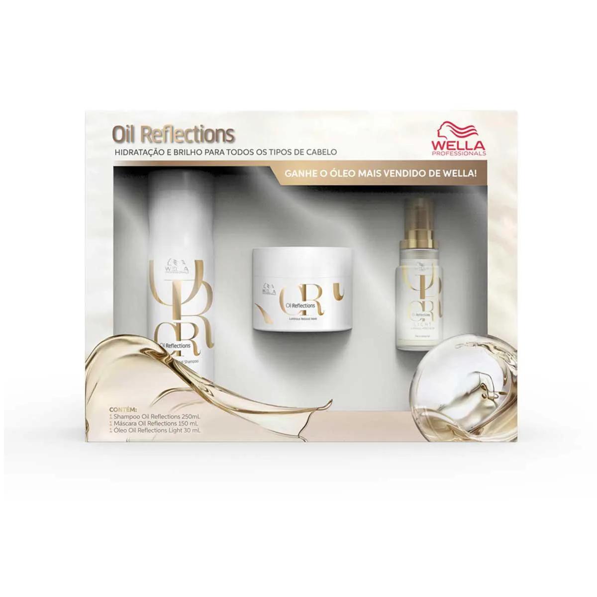 Gift Pack Wella Oil Reflection com Shampoo 250ml + Máscara 150ml + Óleo 30ml
