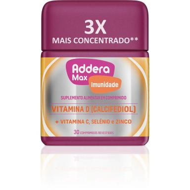 Suplemento Alimentar Addera Max +Imunidade Vitamina D 30 Comprimidos