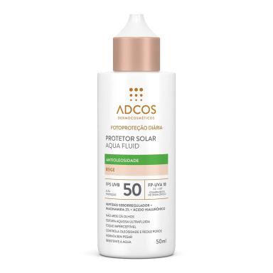 Protetor Solar Facial Adcos Aqua Fluid Antioleosidade FPS 50 Beige 50ml