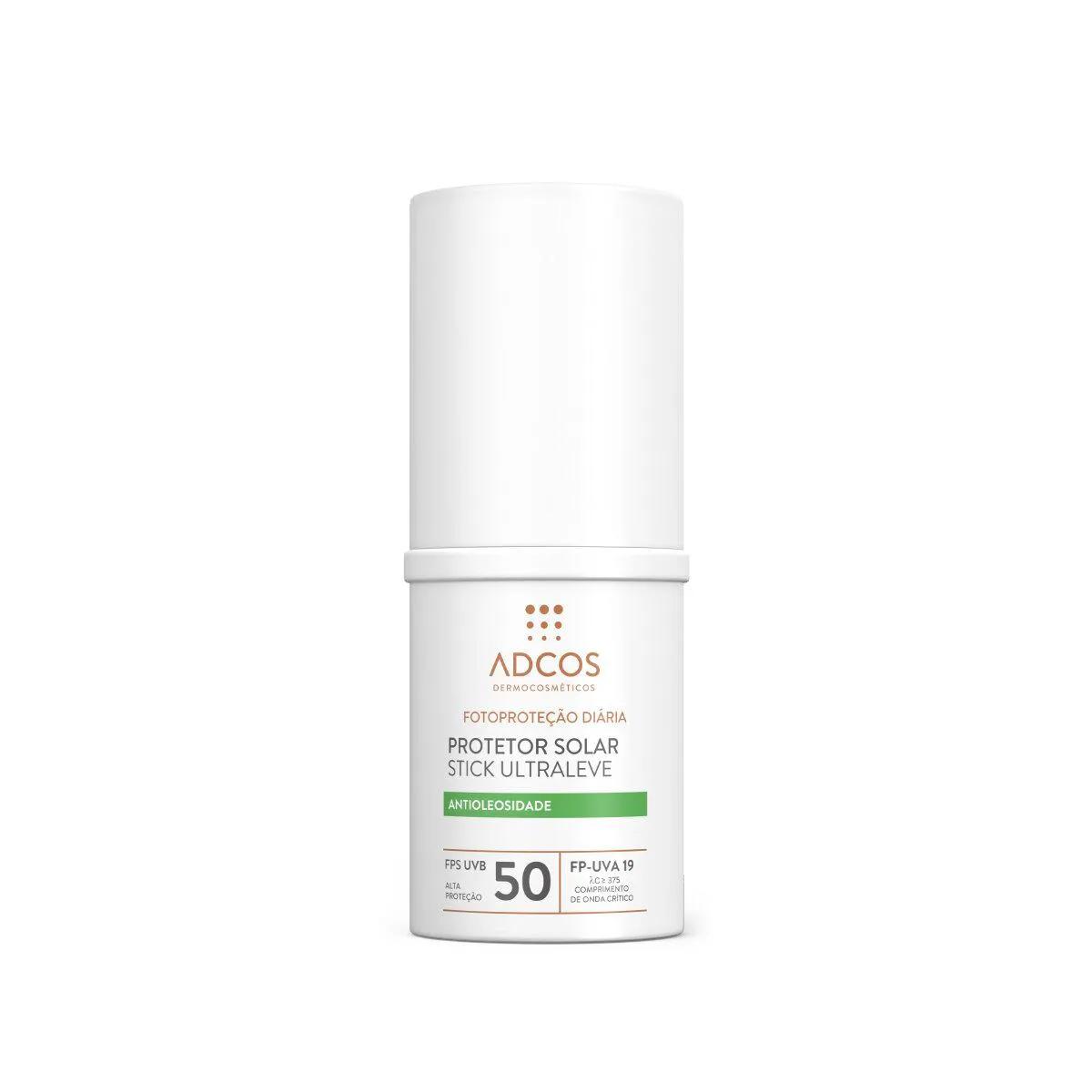 Protetor Solar Facial Adcos Stick Ultraleve Incolor FPS 50 15g
