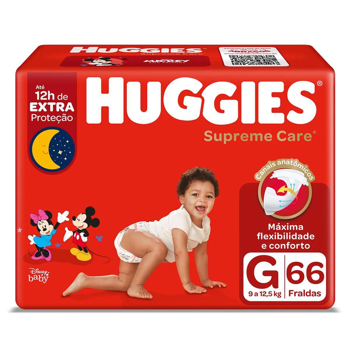 Fralda Huggies Supreme Care Unissex G - 66 unidades