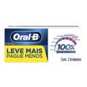 Kit Pasta de Dente Oral-B 100% de Sua Boca Cuidada Menta Refrescante 2 unidades com 140g cada
