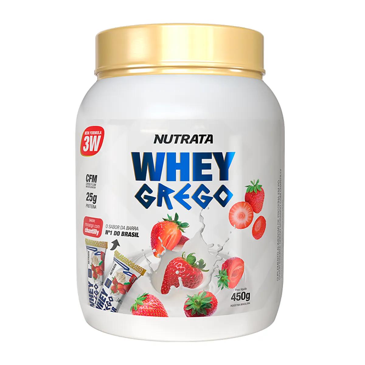 Whey Grego Nutrata Morango com Chantilly 450g
