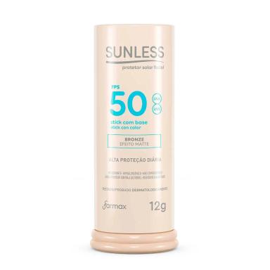 Protetor Solar Facial Sunless Stick FPS 50 com Base Bronze 12g