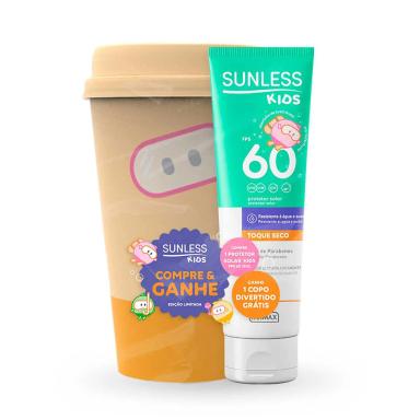 Protetor Solar Kids Sunless Toque Seco FPS 60 120g + Copo brinde