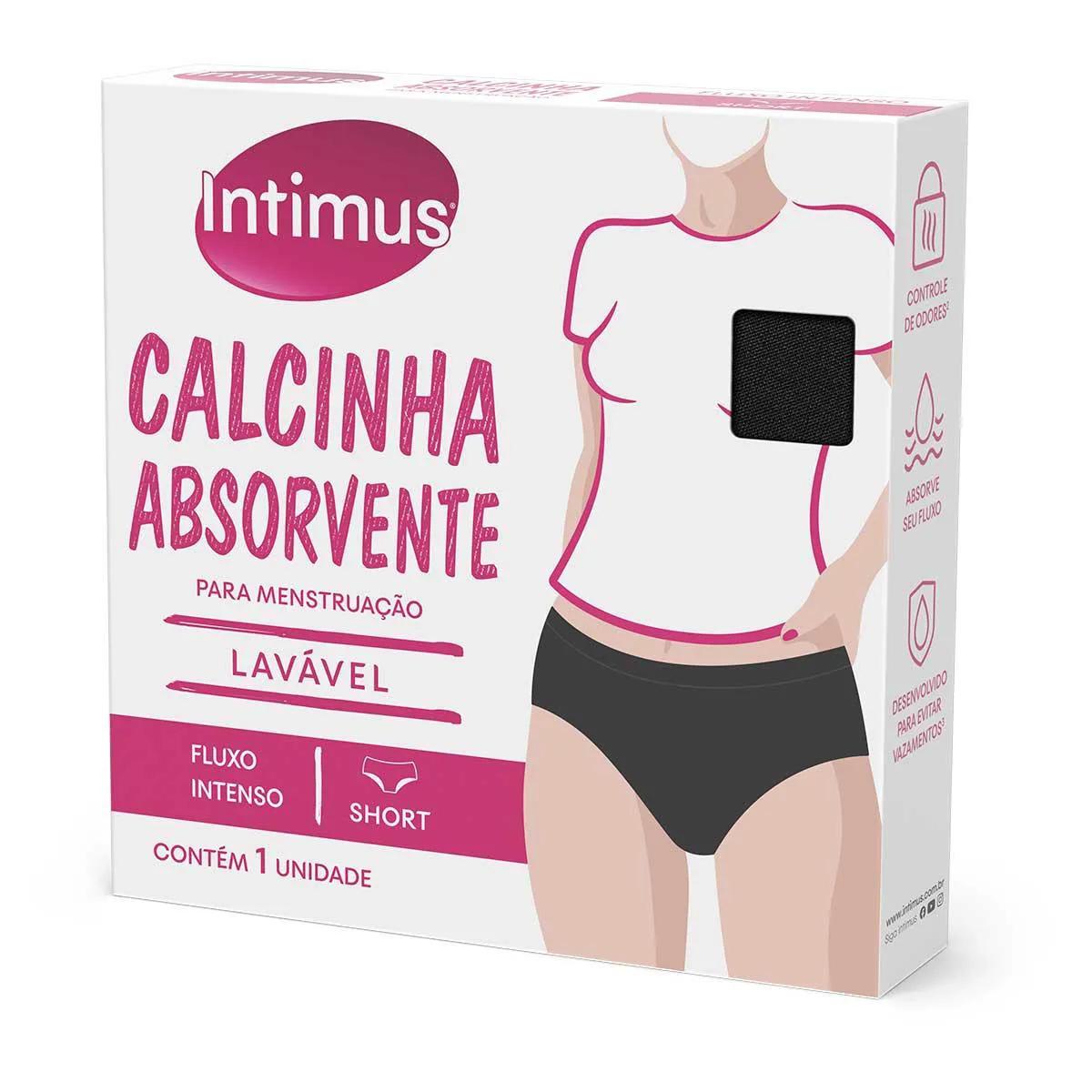 Calcinha Absorvente Menstrual Intimus Short Lavável Fluxo Intenso G 1 unidade