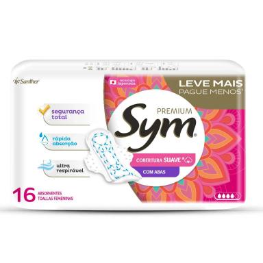 Absorvente Sym Premium Cobertura Suave Com Abas 16 Unidades