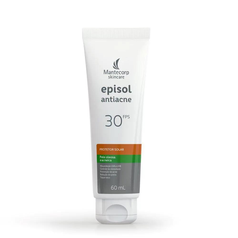 Protetor Solar Facial Episol Antiacne FPS 30 Toque Seco 60ml
