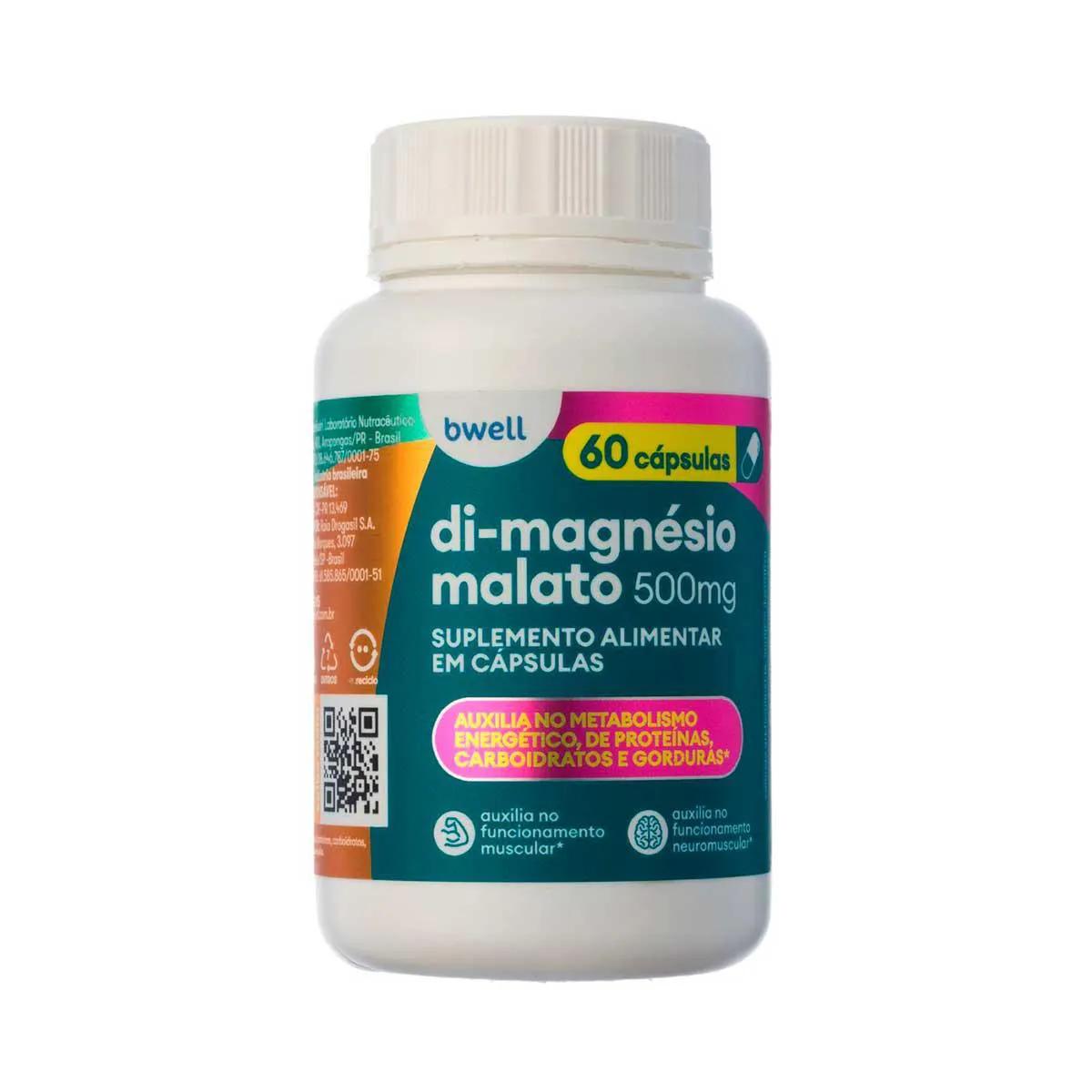 Suplemento Alimentar bwell Di-Magnésio Malato 500mg 60 cápsulas